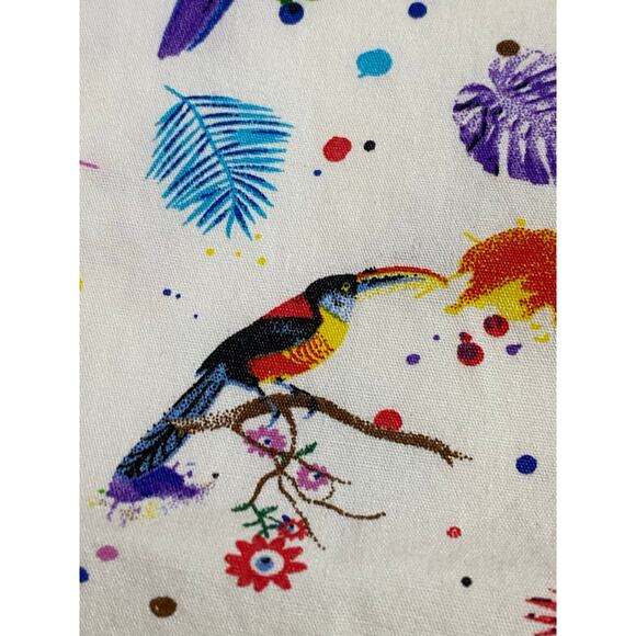 Alan Flusser Button-Up Shirt Men’s Size Large Short Sleeve Bird Print Cotton - Picture 8 of 8